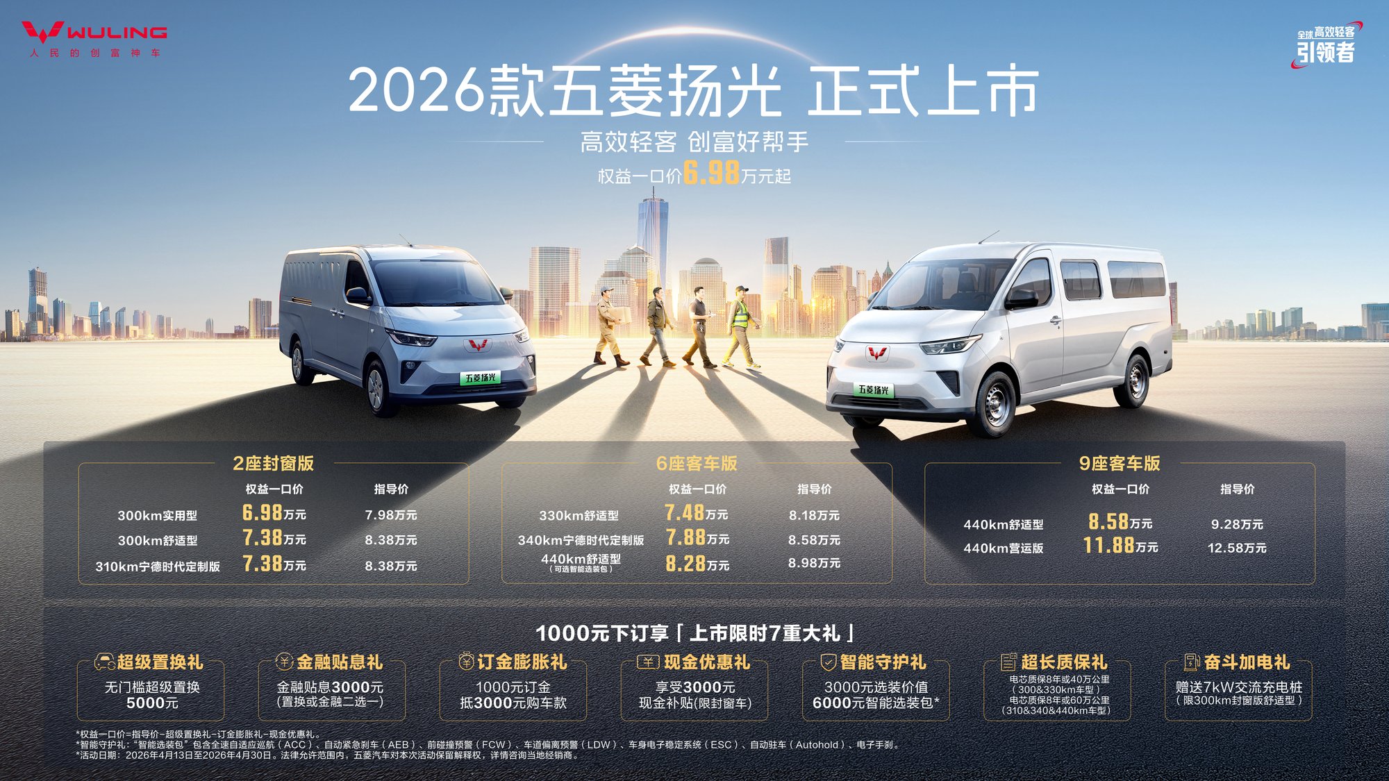 2026款五菱扬光6.98万起正式上市 以三大技术引领高效创富新时代