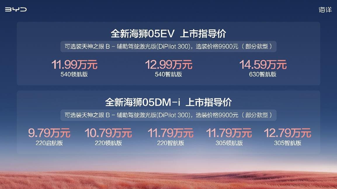 630km长续航、305km插混电池！全新海狮05售9.79万元起
