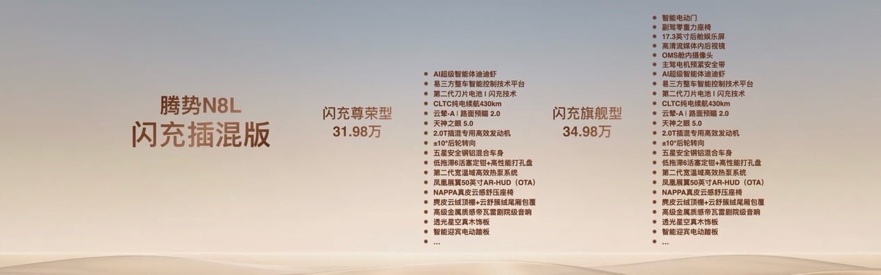 首搭AI超级智能体迪迪虾，腾势N8L纯电上市29.98万元起