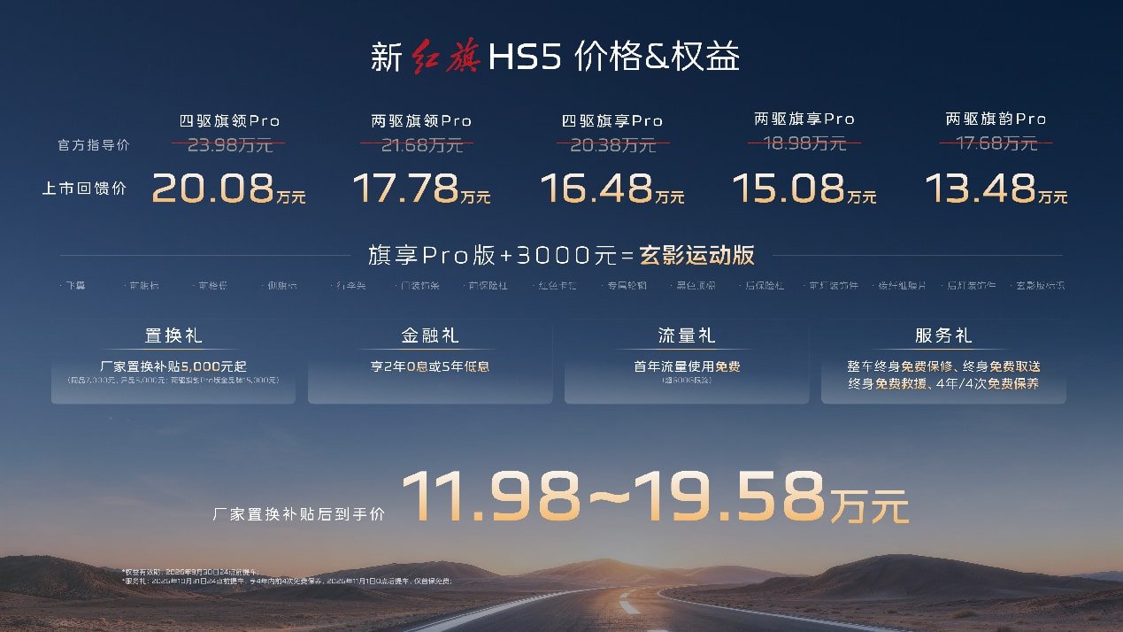 高颜值高品质高智能，新红旗HS5成都车展焕新上市，13.48万元起售