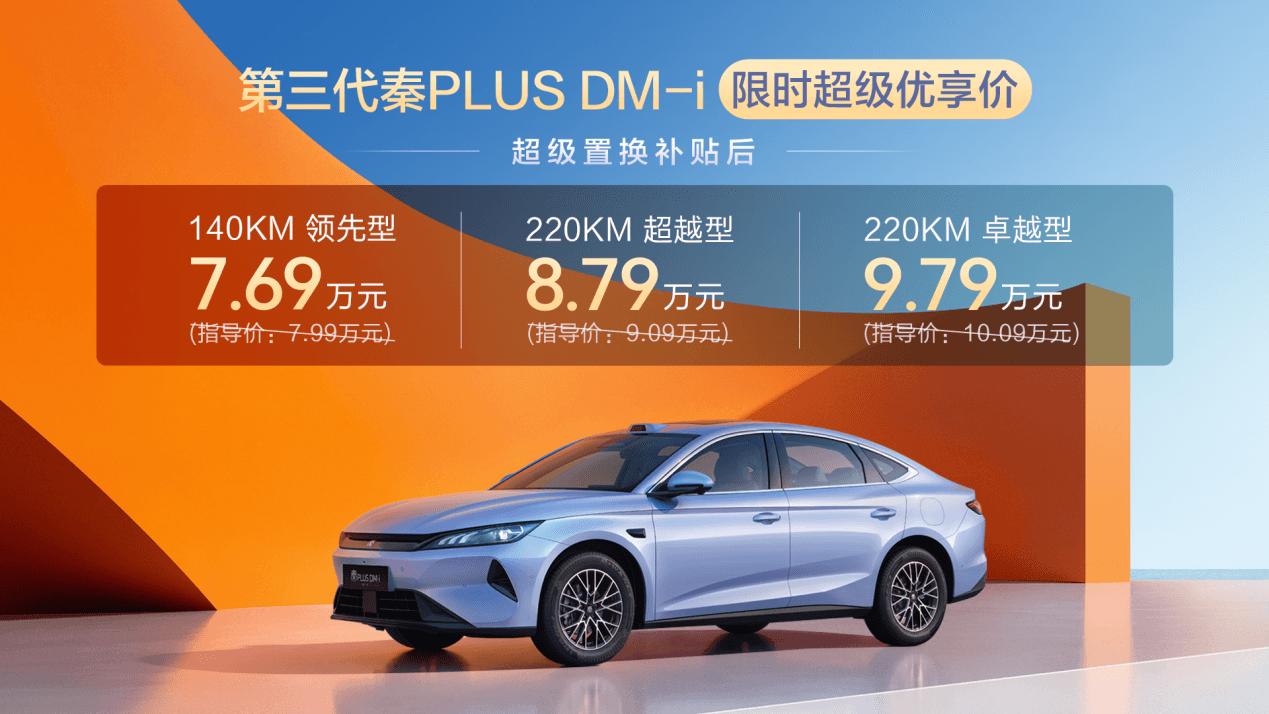 紧凑型家轿做到B级门槛 第三代秦PLUS DM-i限时7.69万起